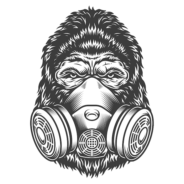 Vintage monochrome gorilla hoofd