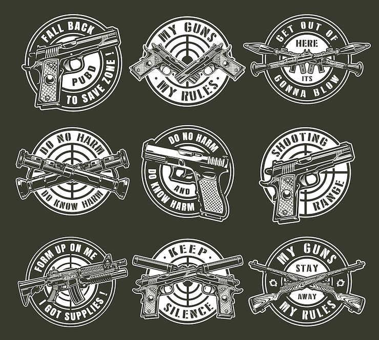 Gratis Vector vintage monochrome militaire wapens om emblemen