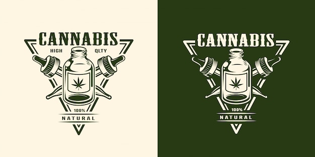 Vintage monochroom cannabis logo