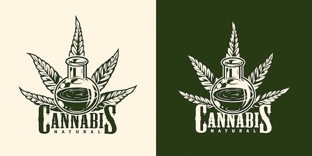 Vintage monochroom marihuana-logo