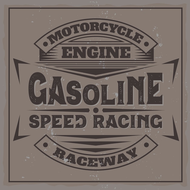 Gratis vector vintage motorlabel met lettersamenstelling