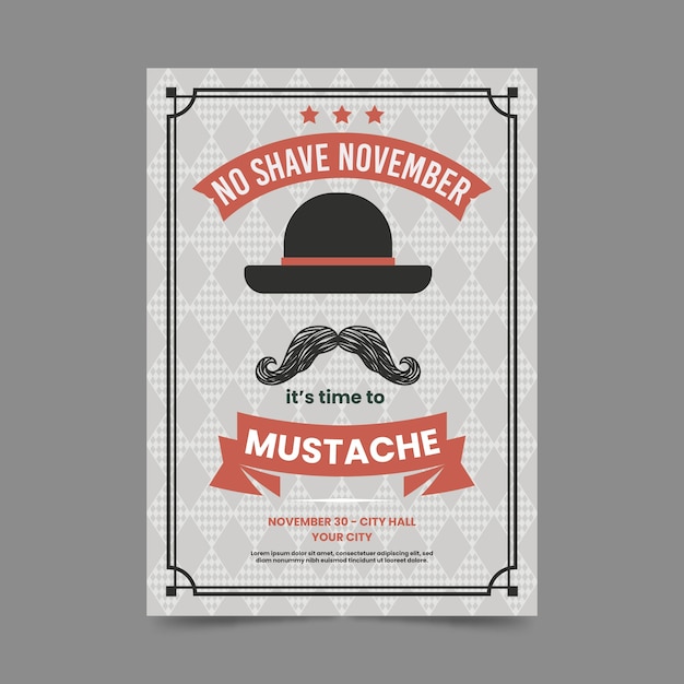 Vintage movember poster sjabloon