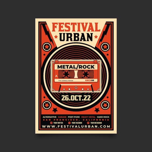 Gratis vector vintage muziek poster sjabloon