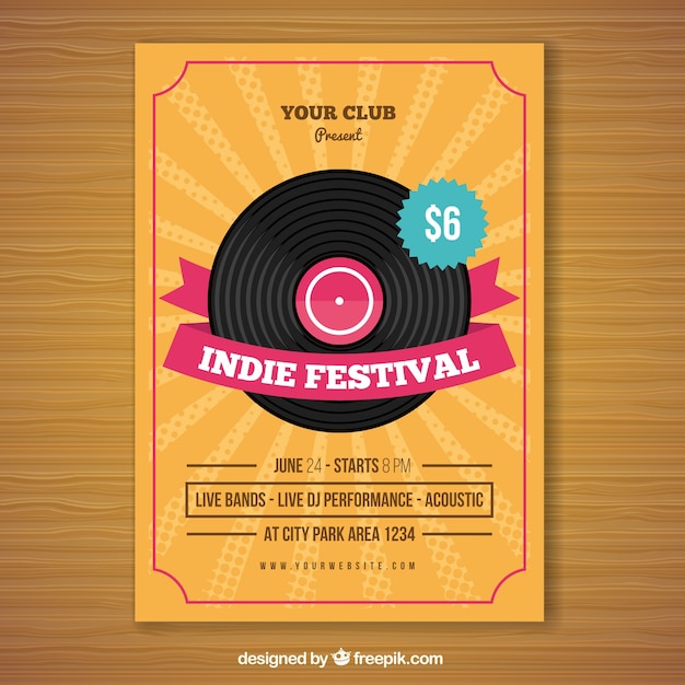 Gratis vector vintage muziekfestival poster