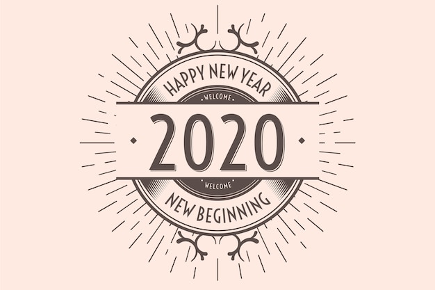 Gratis vector vintage nieuwe jaar 2020 achtergrond