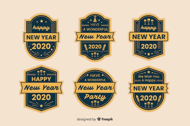 Vintage nieuwjaar 2020 labelontwerp