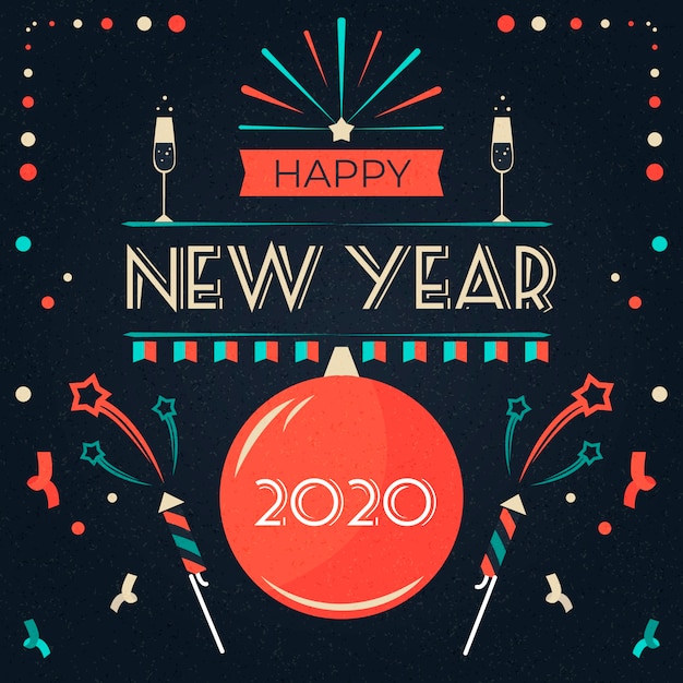 Gratis vector vintage nieuwjaar 2020