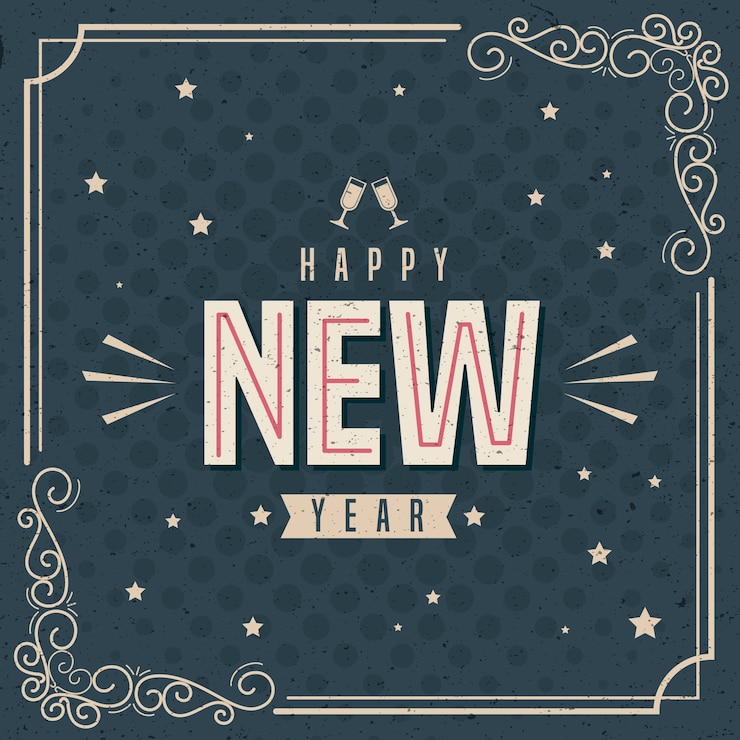 Gratis Vector vintage nieuwjaar 2020