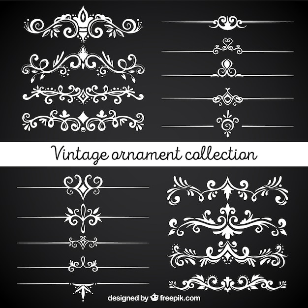 Gratis vector vintage ornamentinzameling met bordstijl