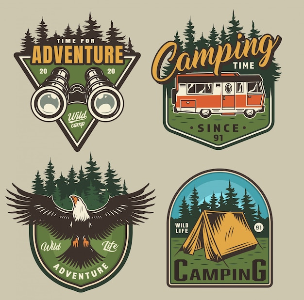 Gratis vector vintage outdoor recreatie badges