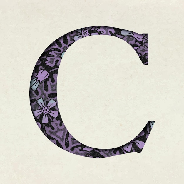 Gratis vector vintage paarse letter c typografie