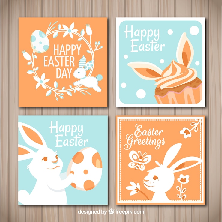 Gratis Vector vintage paasdag kaart collectie