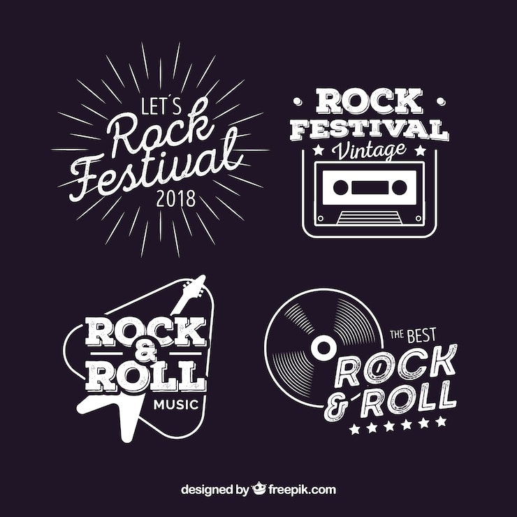 Gratis Vector vintage pack van rock-logo&#39;s