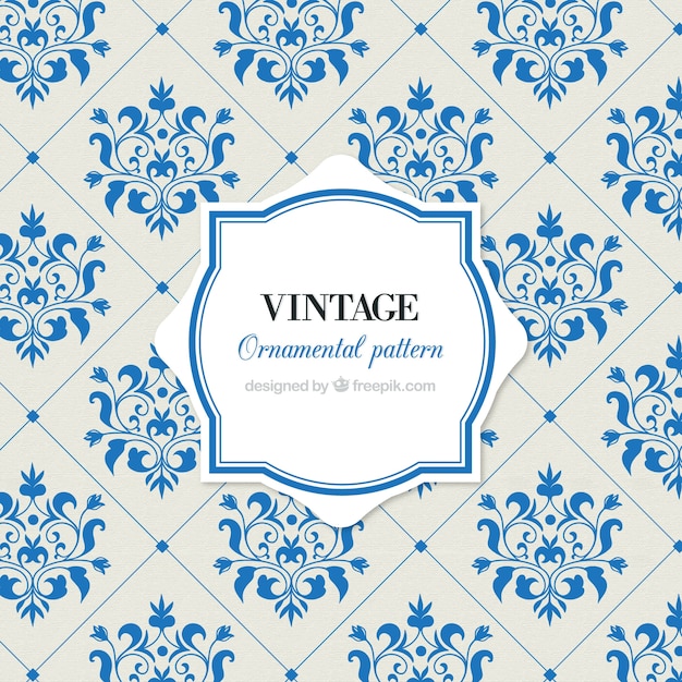 Gratis vector vintage patroon van tegels met bloemen