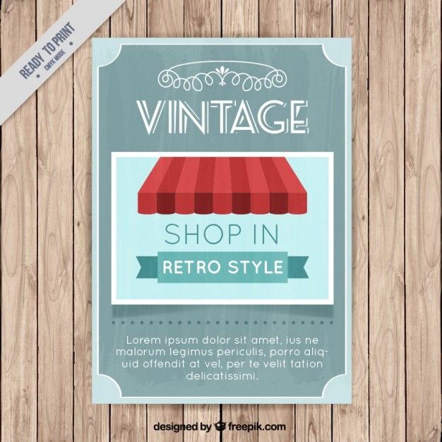 Gratis vector vintage poster met een winkel