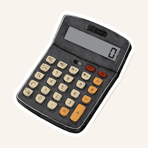 vintage rekenmachine tekening sticker