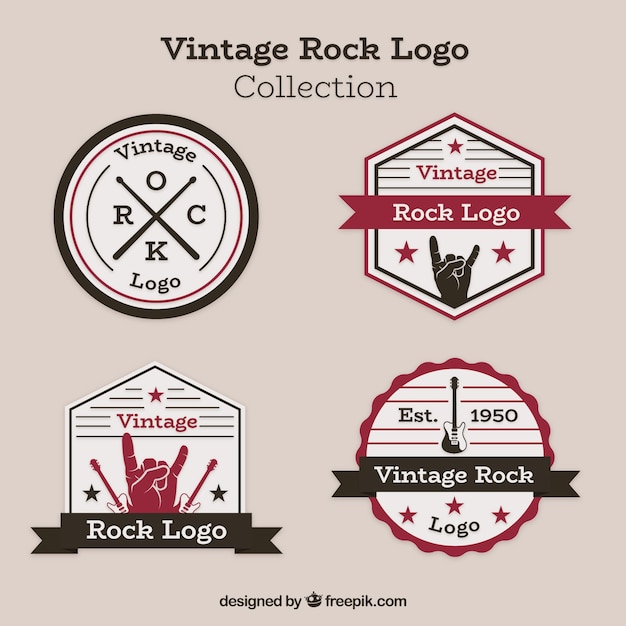 Gratis vector vintage rock logo collectie