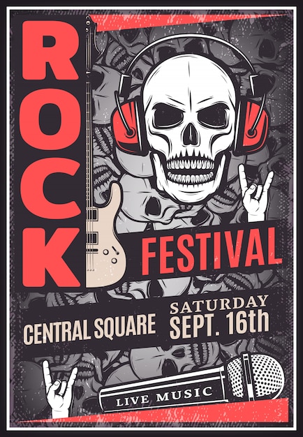 Vintage rockmuziekfestival reclame poster