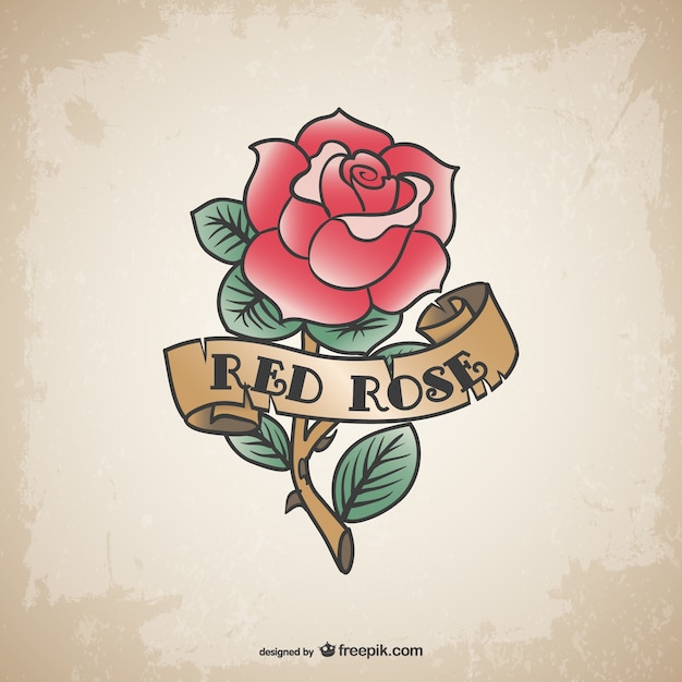 Gratis vector vintage rode roos tattoo