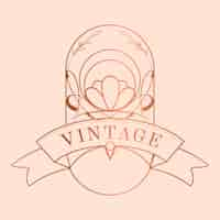 Gratis vector vintage rose goud art nouveau badge vector