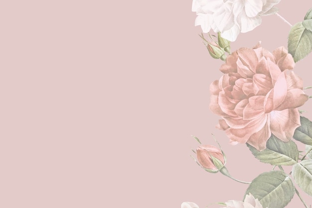 Vintage roze achtergrond, bloemenrand in esthetische ontwerp vector