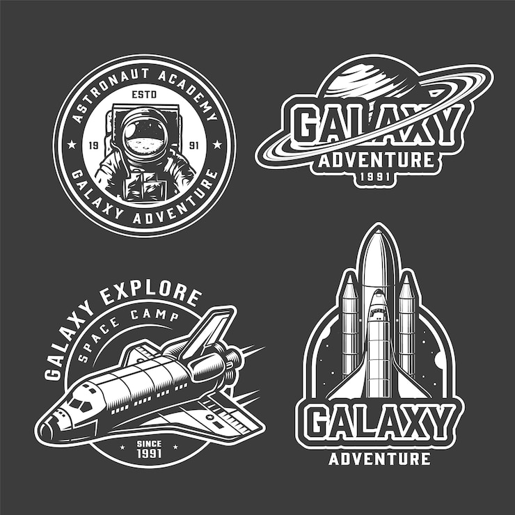 Gratis Vector vintage ruimteverkenning emblemen set