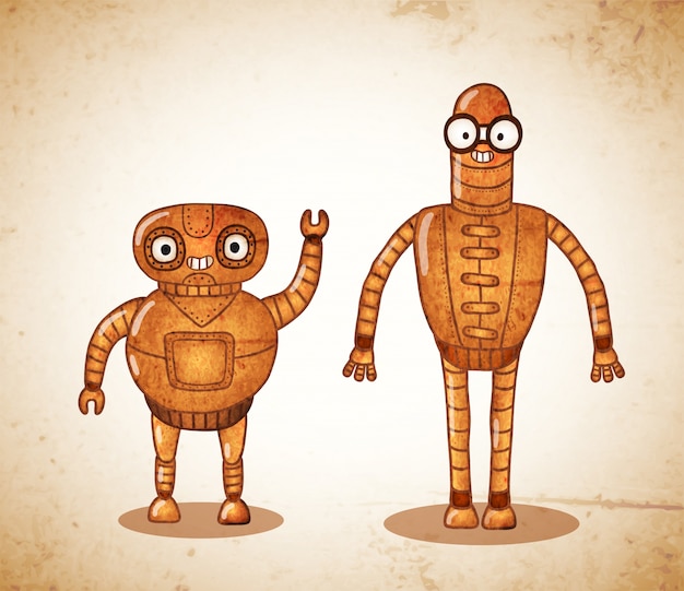 Gratis vector vintage schattige cyborgs