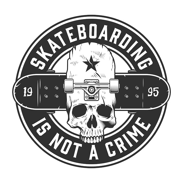 Vintage skateboarden monochroom label