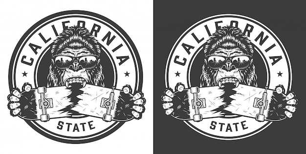 Gratis vector vintage skateboarden monochroom label