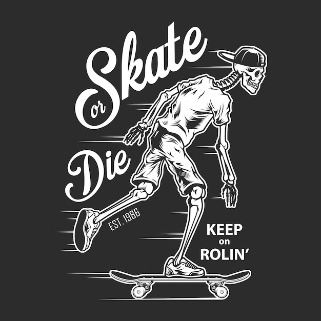 Gratis vector vintage skateboarden wit logo