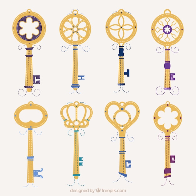 Gratis vector vintage sleutelcollectie