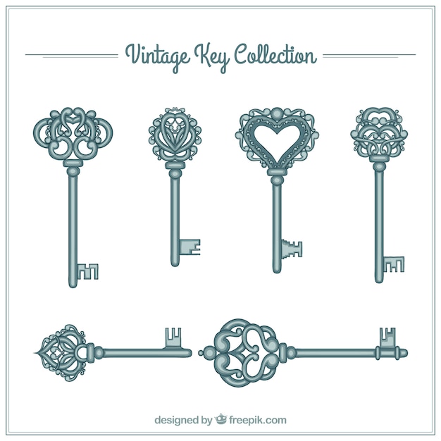 Gratis vector vintage sleutelscollectie