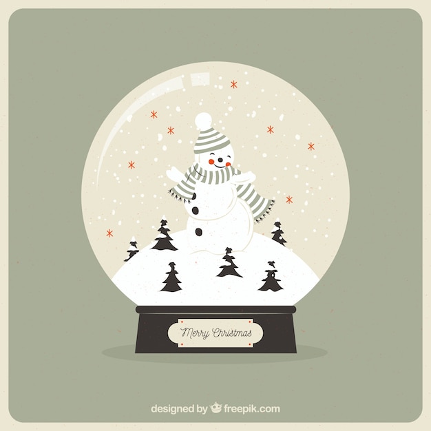 Gratis vector vintage sneeuwbal achtergrond met sneeuw pop