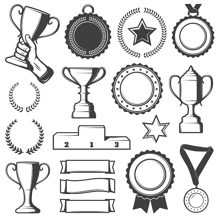 Gratis Vector vintage sport rewards elements-collectie