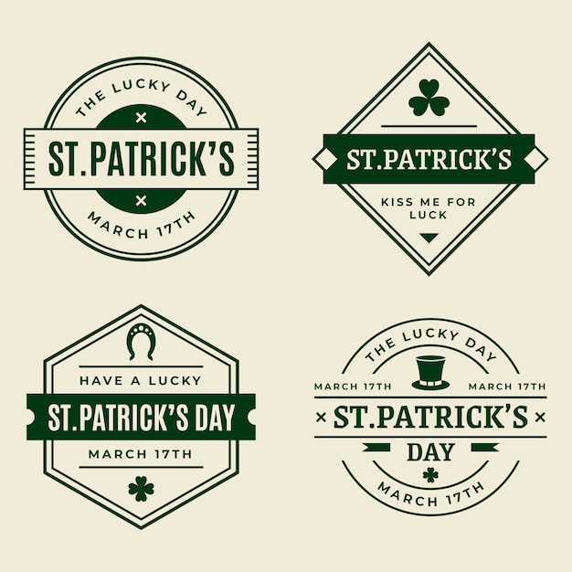 Gratis vector vintage st. patricks dag badge collectie