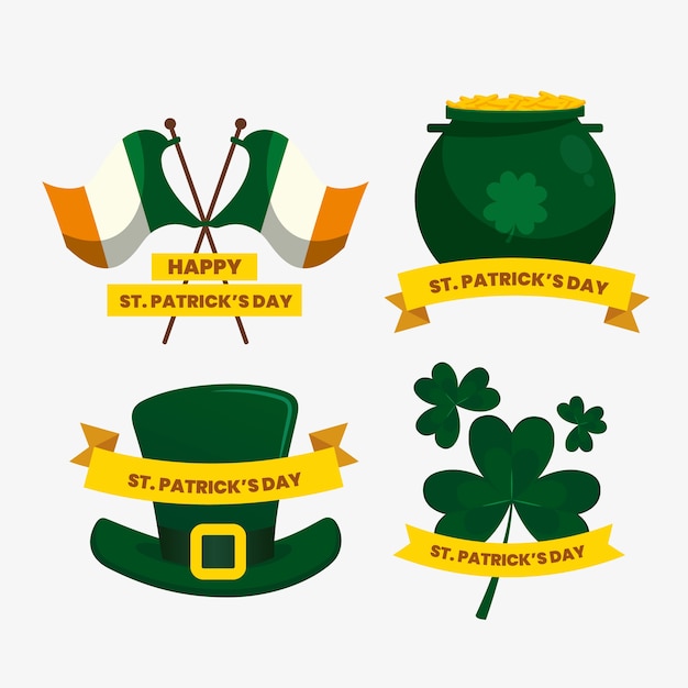 Gratis vector vintage st patricks dag badge collectie