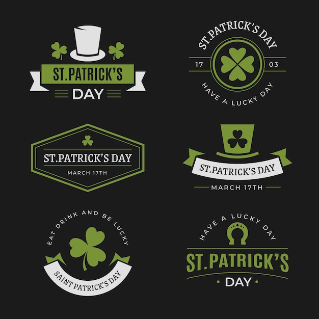 Gratis vector vintage st. patricks dag label collectie