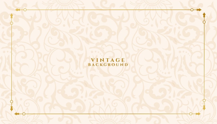 Gratis Vector vintage stijl bloemige textuur achtergrond met gouden frame ontwerp