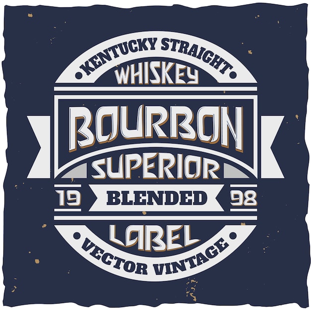 Vintage stijl embleem voor fles superieure blended bourbon whisky