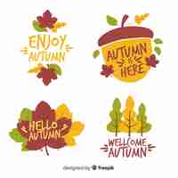 Gratis vector vintage stijl herfst badge collectie