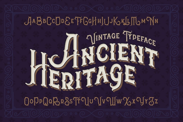 Gratis vector vintage stijl lettertype ingesteld met klassieke ornament