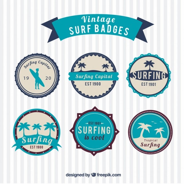 Gratis vector vintage surf badges