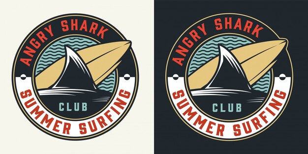 Vintage surfclub rond kleurrijk label