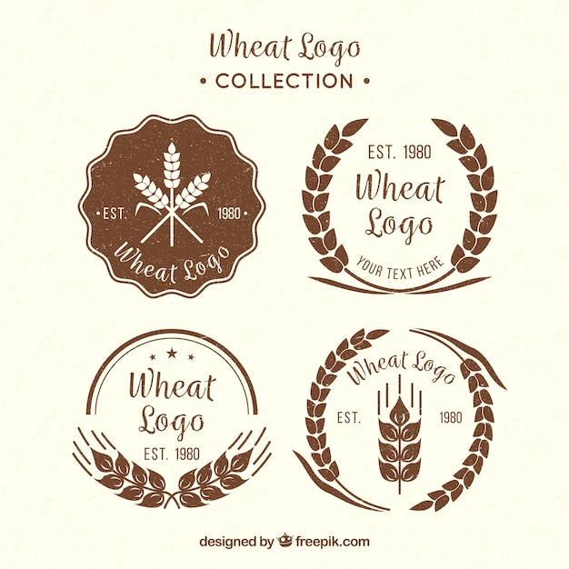 Gratis vector vintage tarwe logo collectie