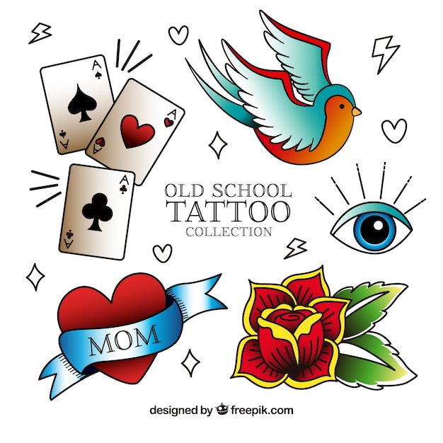 Gratis vector vintage tattoo collectie