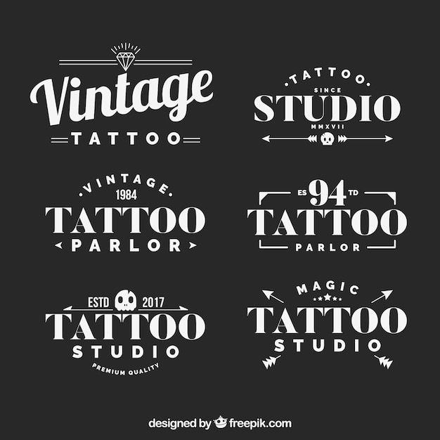 Gratis vector vintage tattoo logo collectie