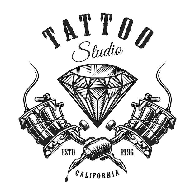 Gratis vector vintage tattoo monochroom label