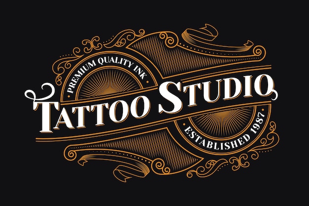 Gratis vector vintage tattoo studio-logo