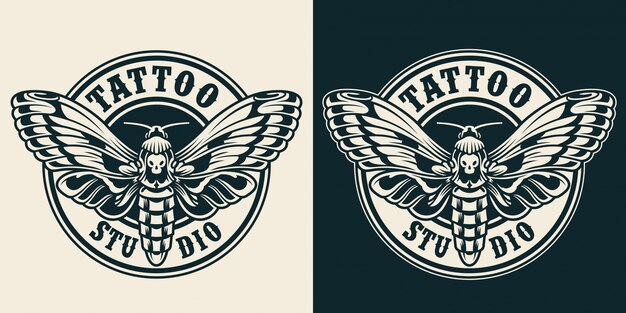 Vintage tattoo studio rond label