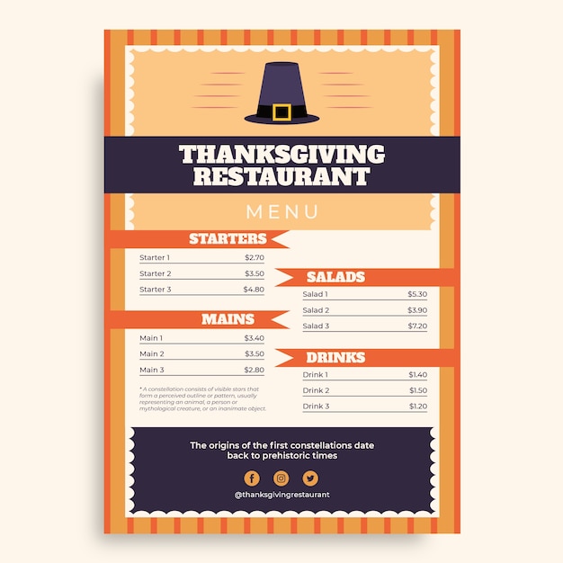 Gratis vector vintage thanksgiving-restaurantmenu